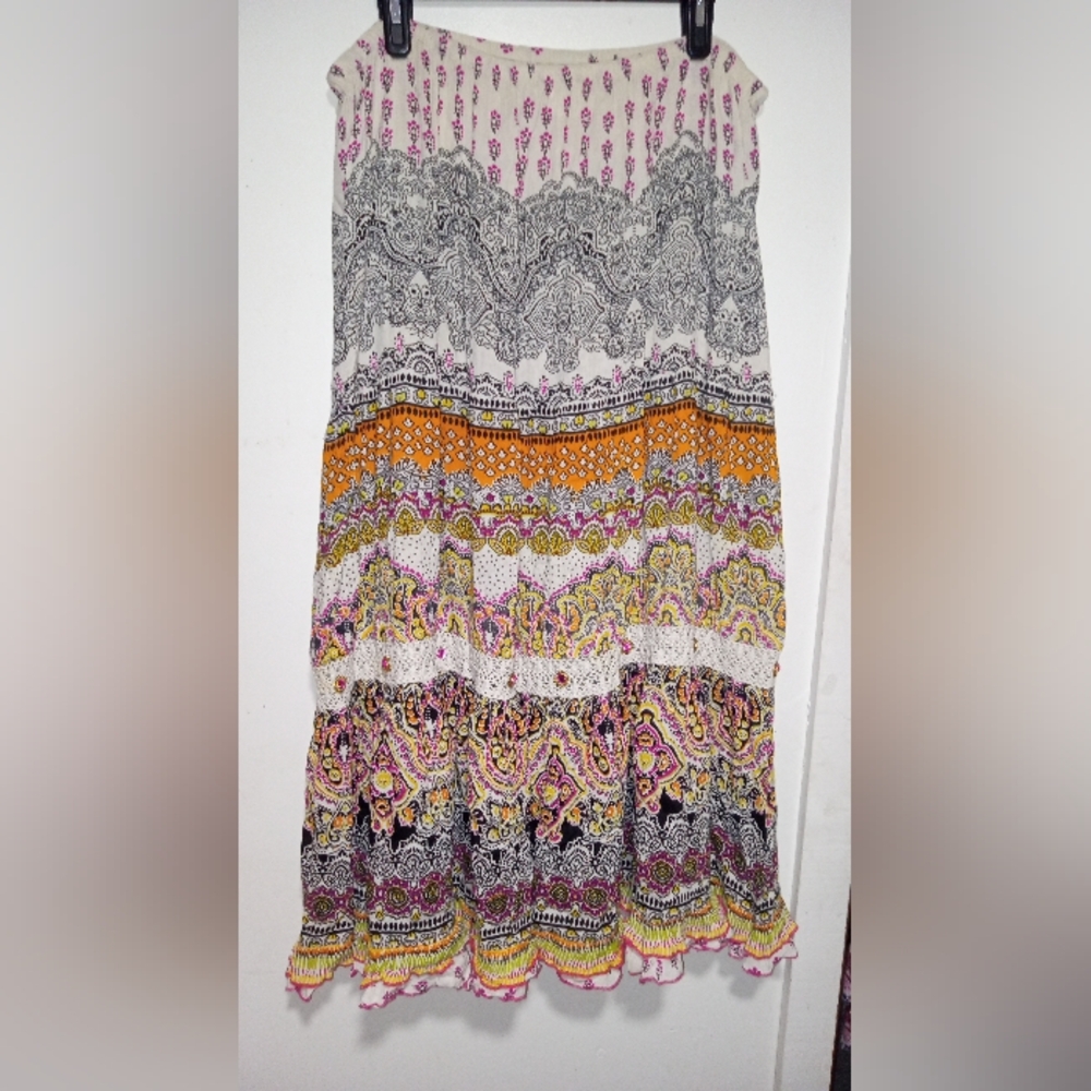 🧡FLORAL BOHEMIAN MAXI PEASANT SKIRT WOMENS SIZE MEDIUM - Picture 6 of 7